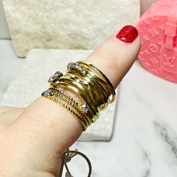 NEW! Jules Smith 14k Yellow Gold Plated Layered Stacking Ring Set - Picture 6 of 16